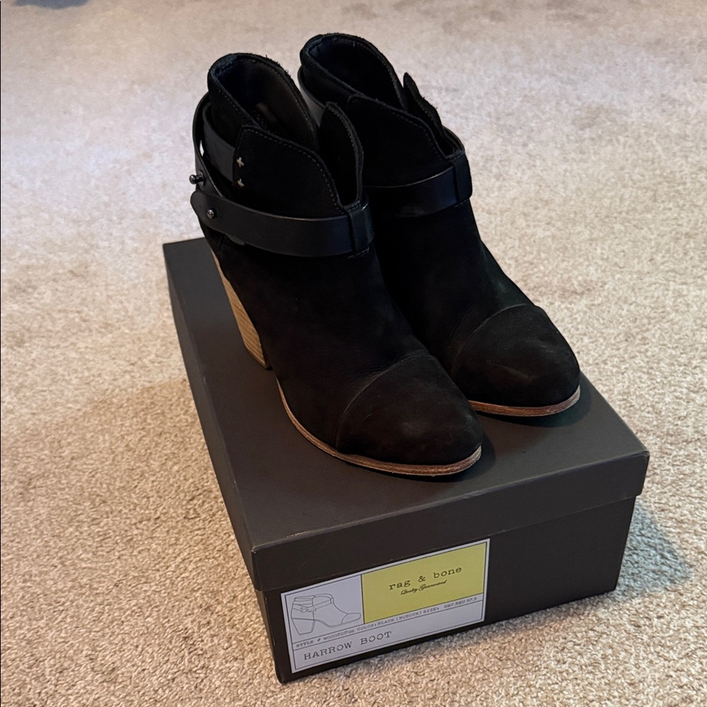 Rag & Bone Black Ankle Booties with Tan Heel